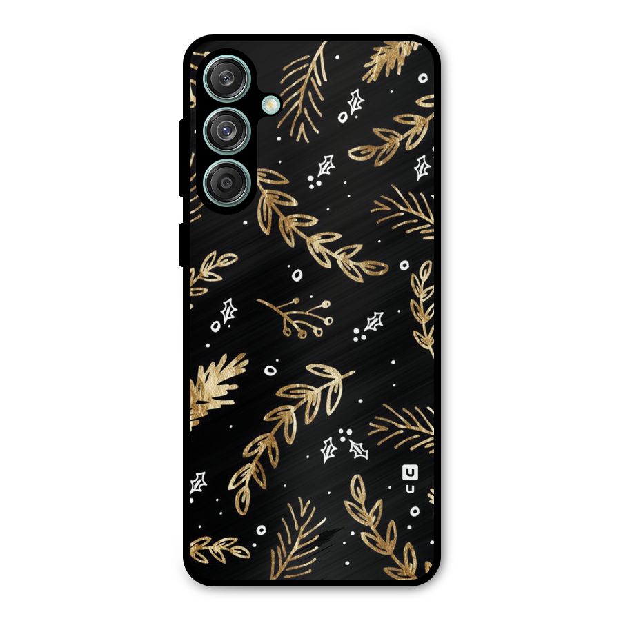 Gold Palm Leaves Metal Back Case for Galaxy M55 5G