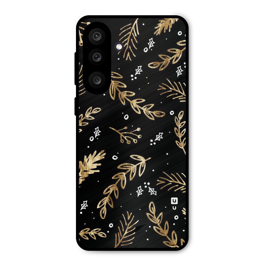 Gold Palm Leaves Metal Back Case for Galaxy M56