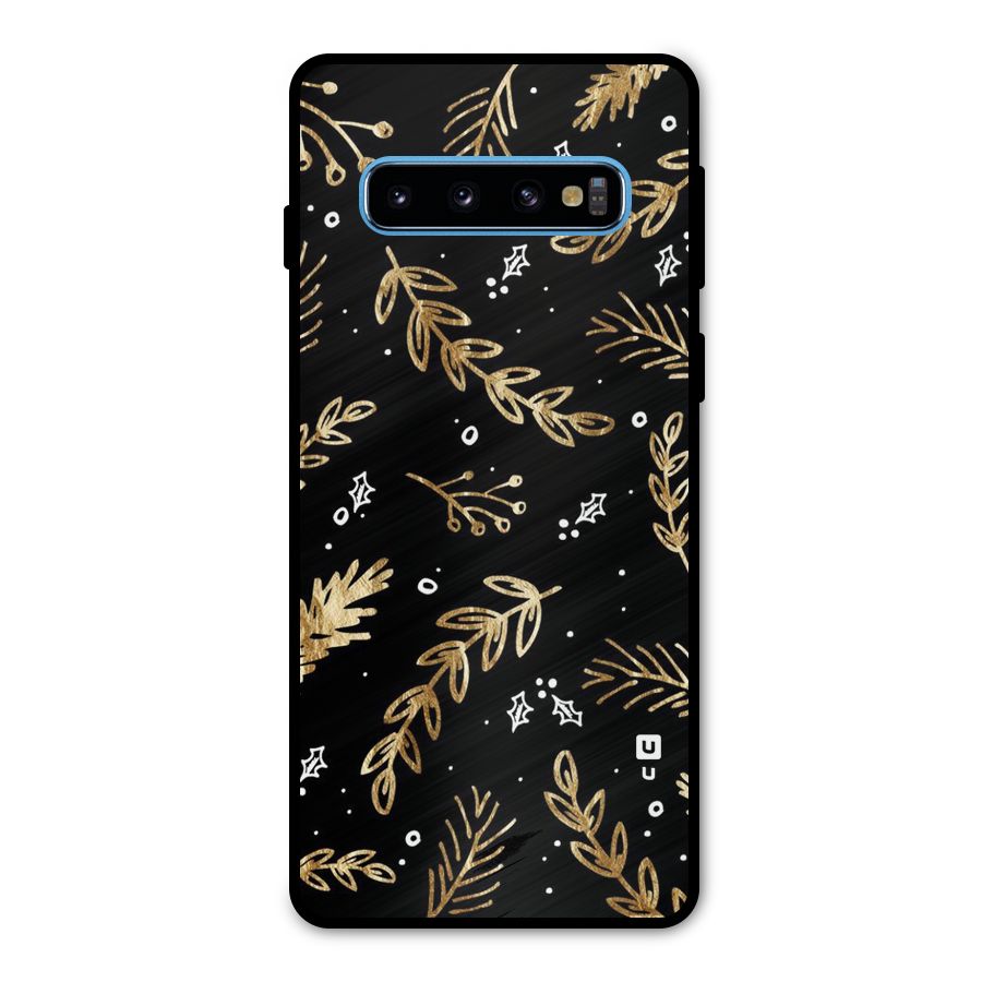 Gold Palm Leaves Metal Back Case for Galaxy S10