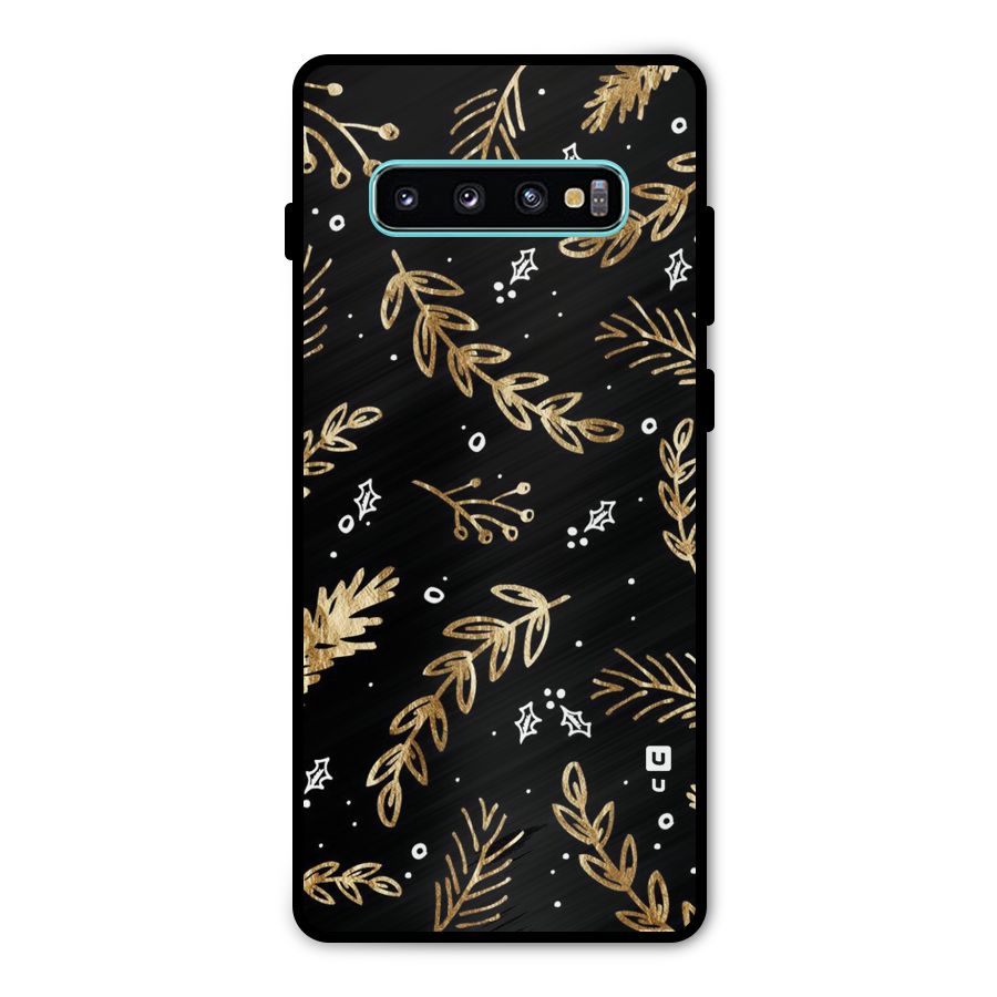 Gold Palm Leaves Metal Back Case for Galaxy S10 Plus