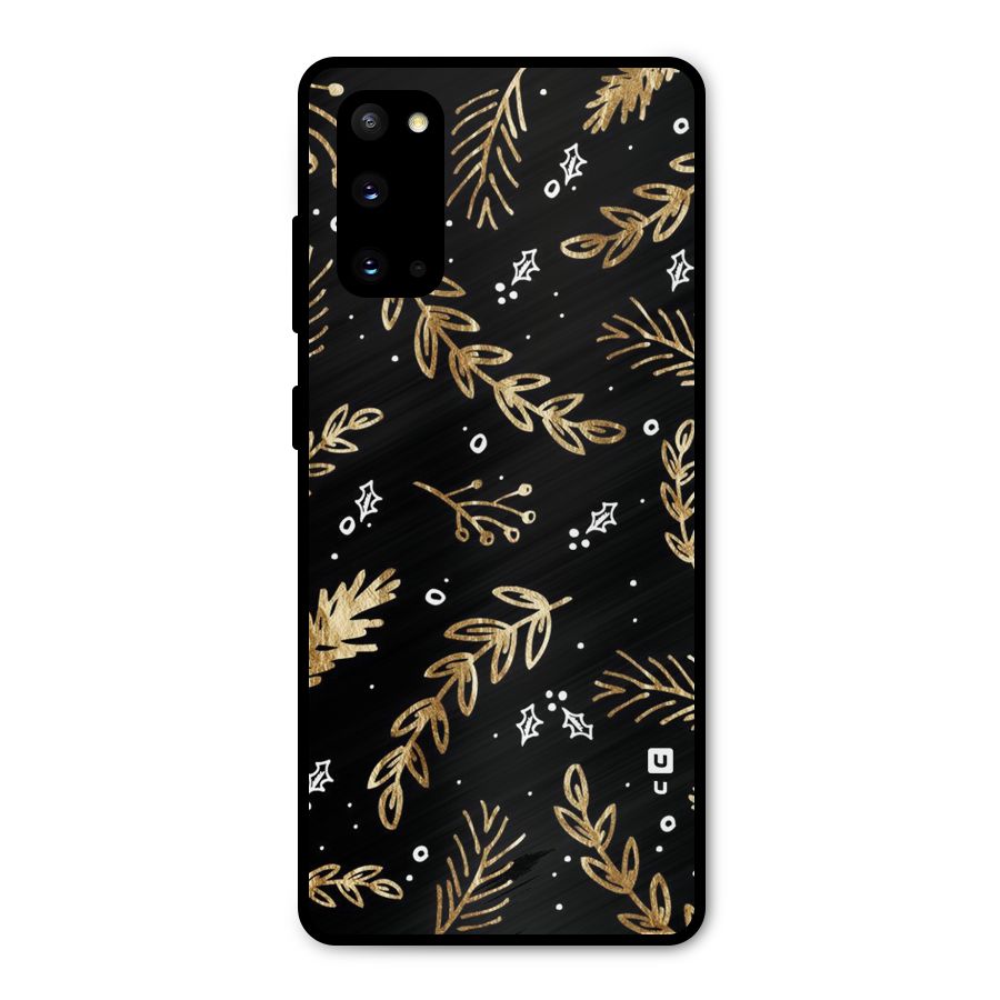 Gold Palm Leaves Metal Back Case for Galaxy S20