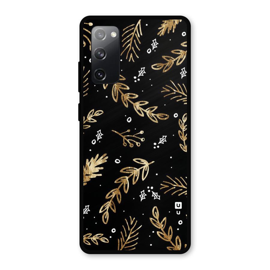 Gold Palm Leaves Metal Back Case for Galaxy S20 FE 5G