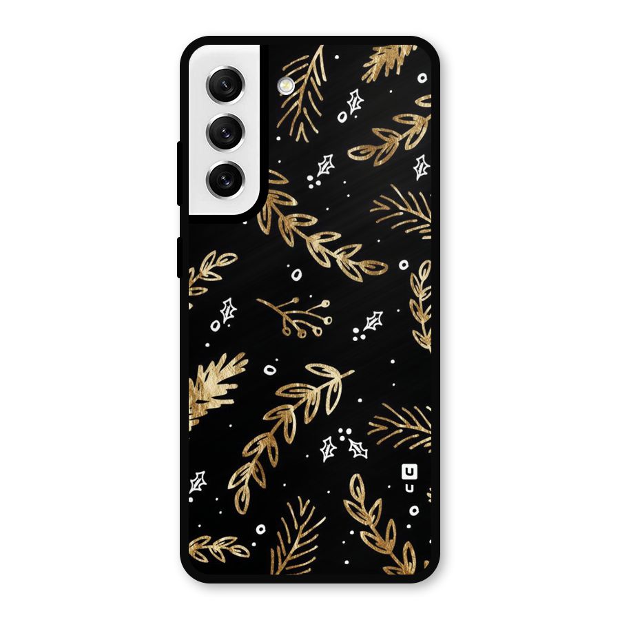 Gold Palm Leaves Metal Back Case for Galaxy S21 FE 5G