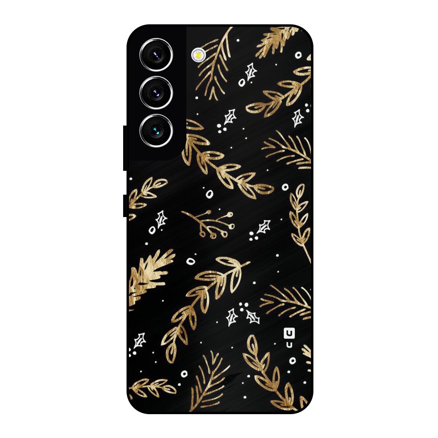 Gold Palm Leaves Metal Back Case for Galaxy S22 5G