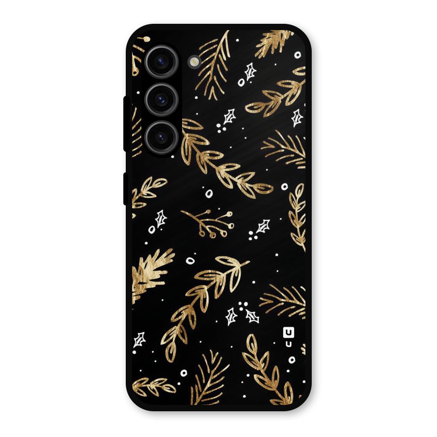 Gold Palm Leaves Metal Back Case for Galaxy S23