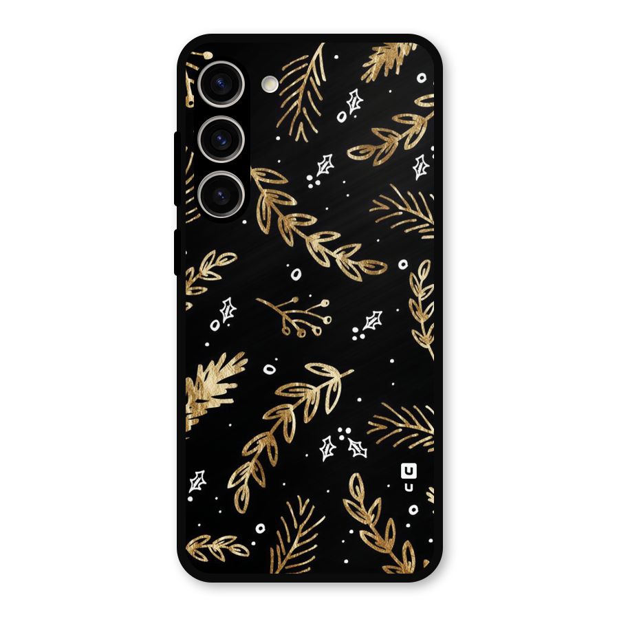 Gold Palm Leaves Metal Back Case for Galaxy S23 Plus
