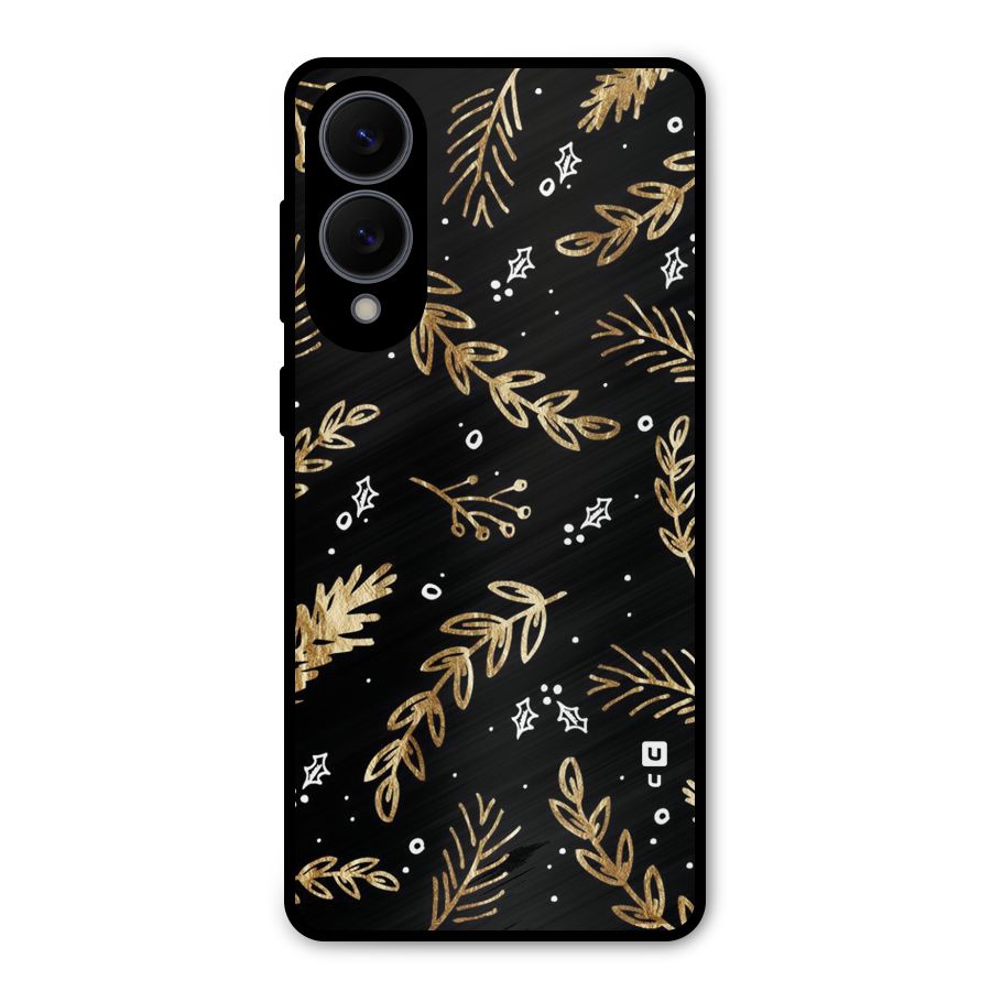 Gold Palm Leaves Metal Back Case for Galaxy S25 Edge