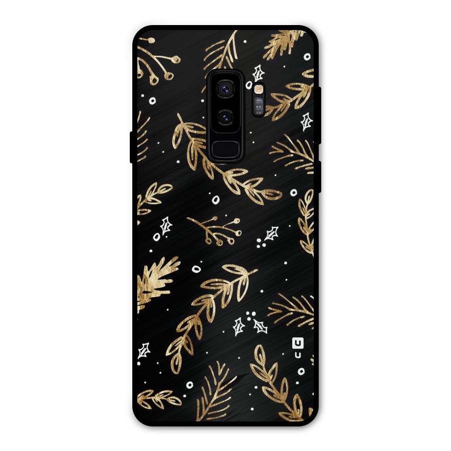 Gold Palm Leaves Metal Back Case for Galaxy S9 Plus