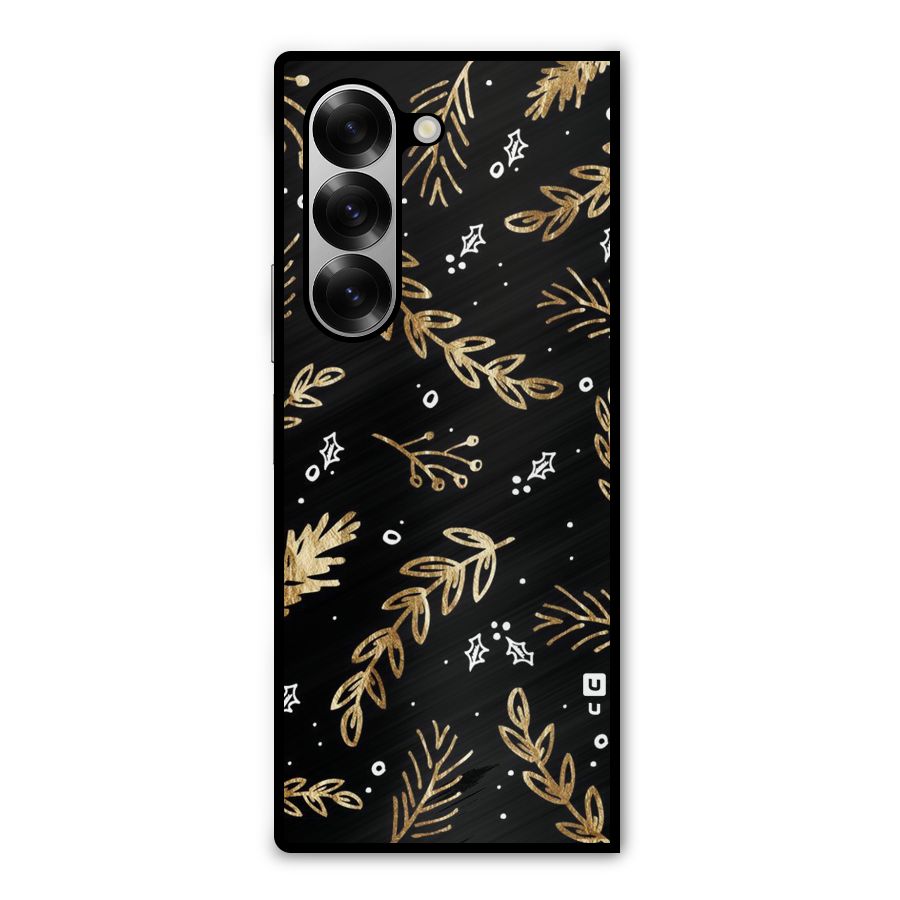 Gold Palm Leaves Metal Back Case for Galaxy Z Fold6