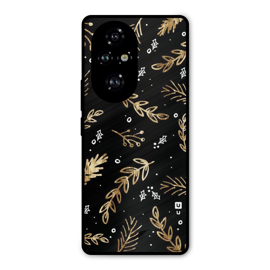 Gold Palm Leaves Metal Back Case for Honor 200 Pro
