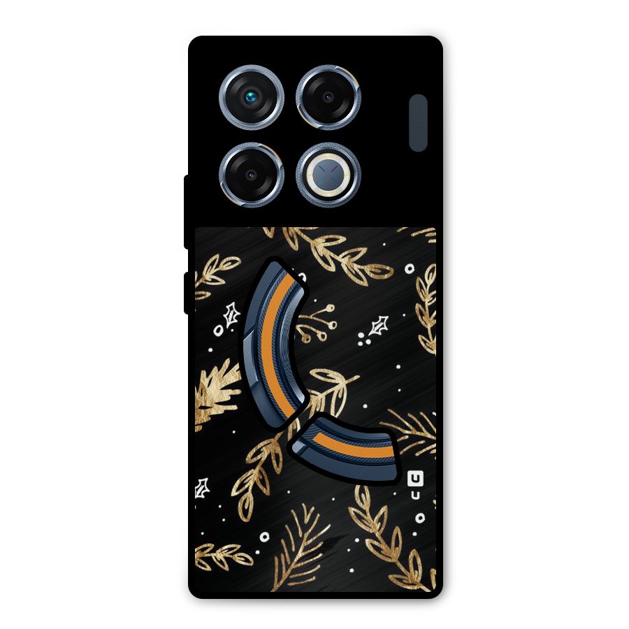 Gold Palm Leaves Metal Back Case for Infinix GT 20 Pro