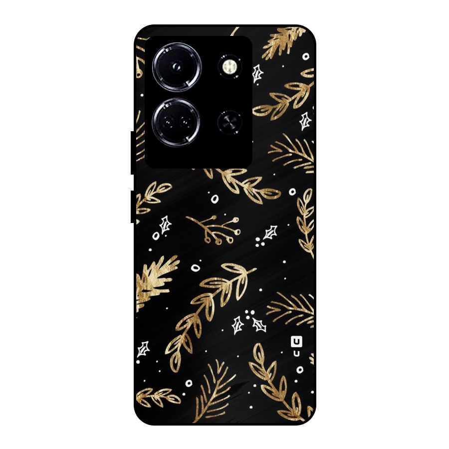Gold Palm Leaves Metal Back Case for Infinix Note 30 5G