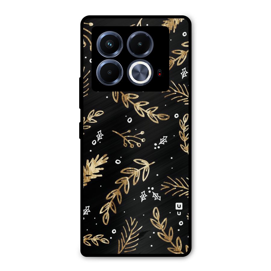 Gold Palm Leaves Metal Back Case for Infinix Note 40 5G