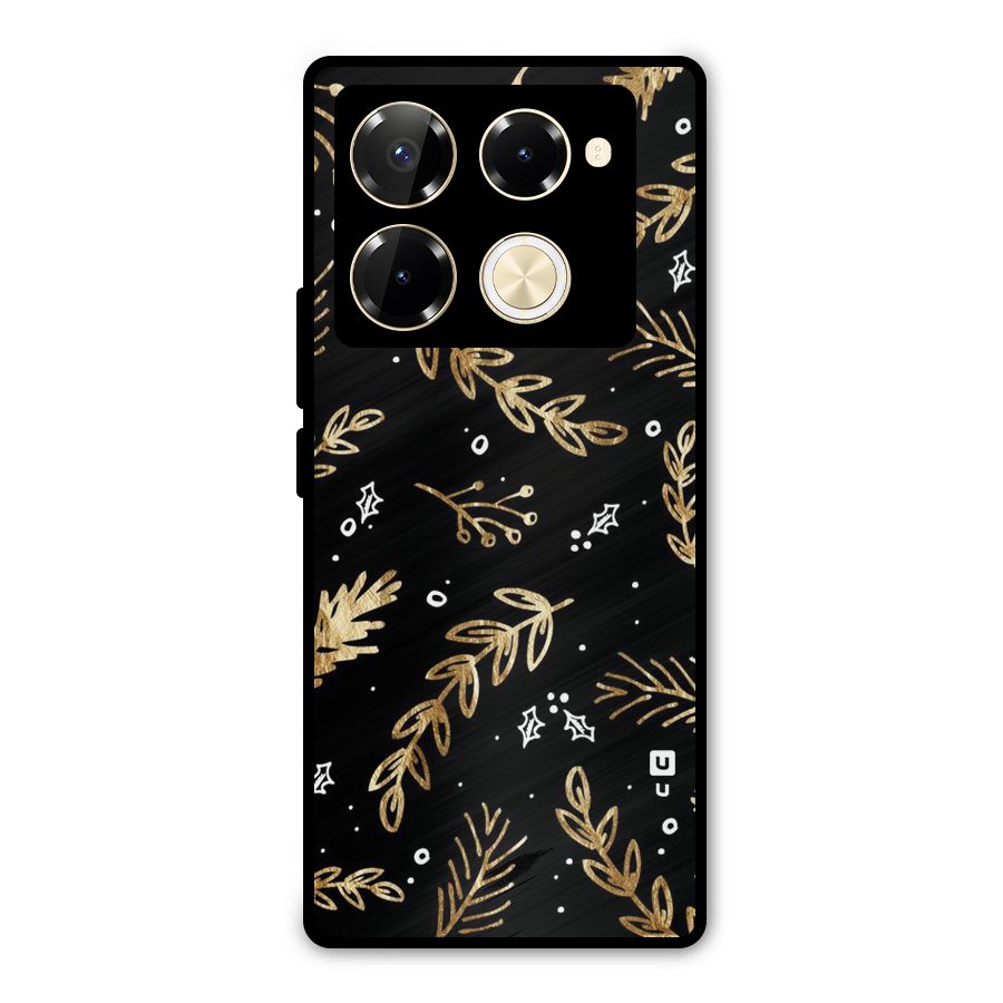 Gold Palm Leaves Metal Back Case for Infinix Note 40 Pro