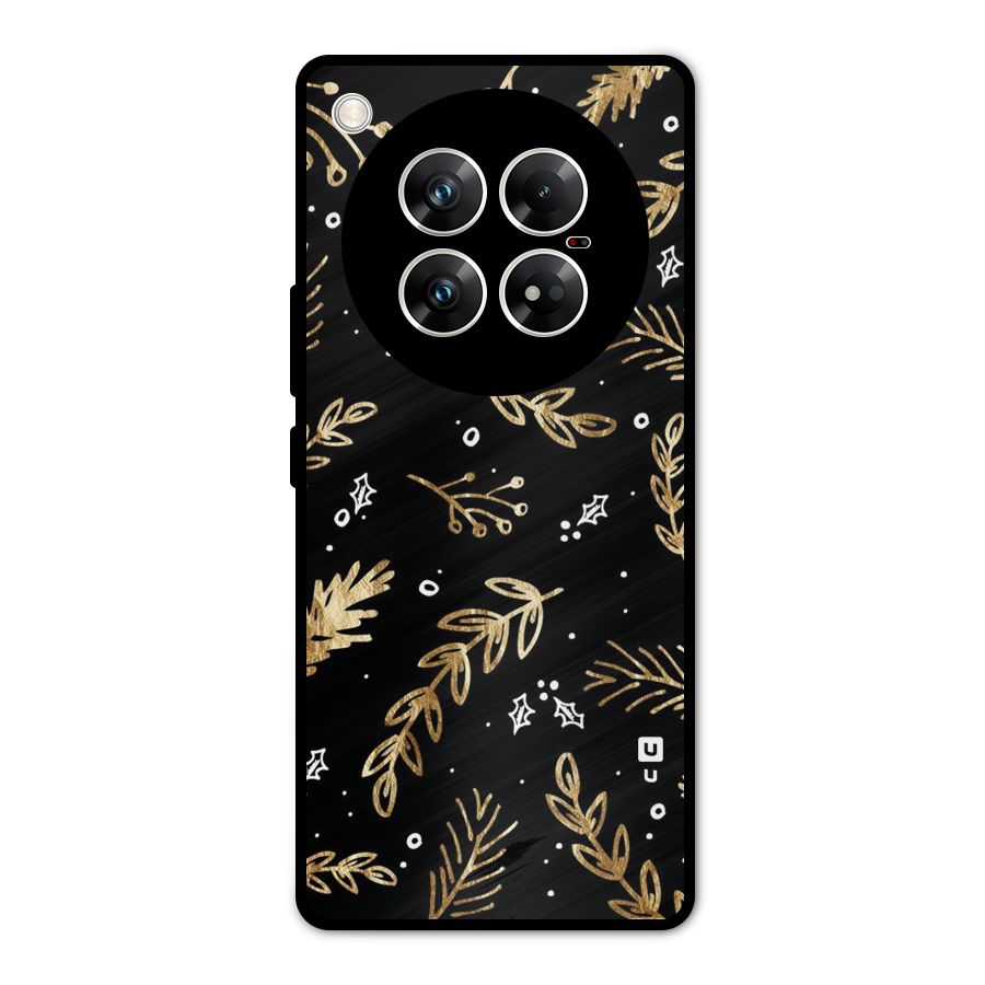 Gold Palm Leaves Metal Back Case for Infinix Zero 40 5G