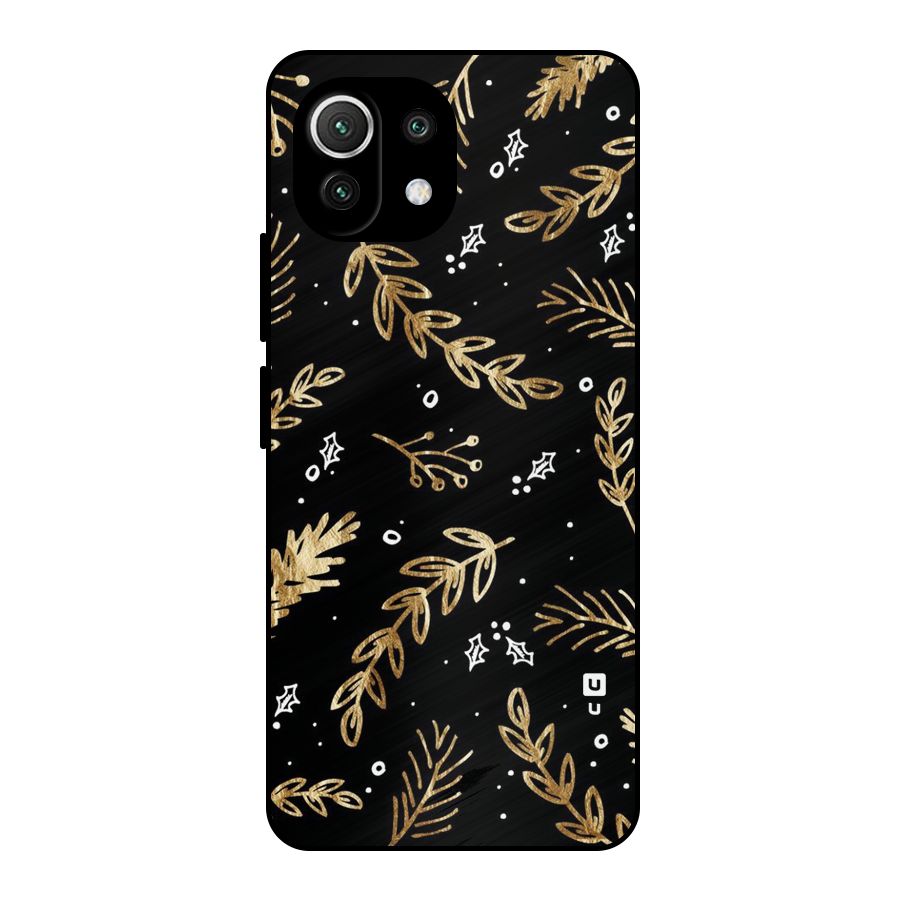 Gold Palm Leaves Metal Back Case for Mi 11 Lite NE 5G