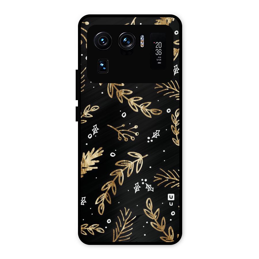 Gold Palm Leaves Metal Back Case for Mi 11 Ultra