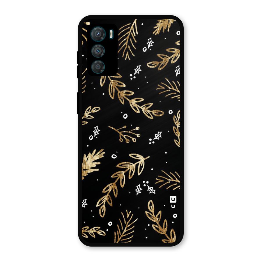 Gold Palm Leaves Metal Back Case for Moto G42