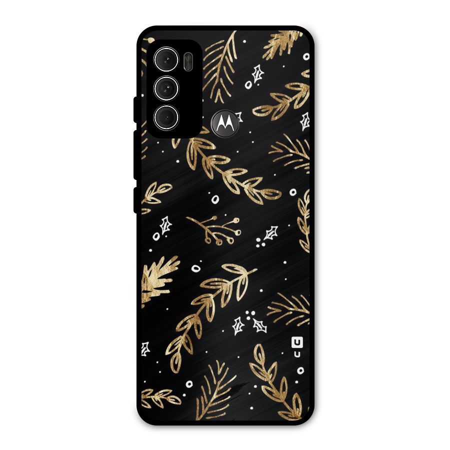 Gold Palm Leaves Metal Back Case for Moto G60