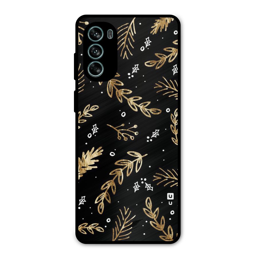 Gold Palm Leaves Metal Back Case for Moto G62