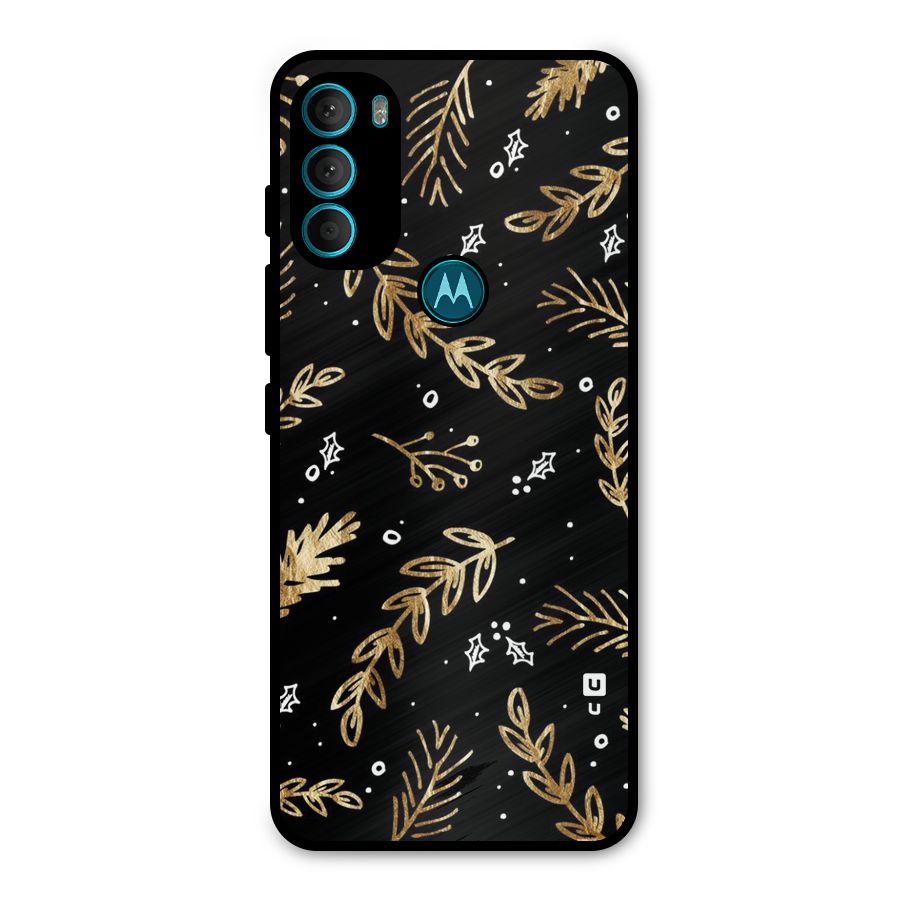 Gold Palm Leaves Metal Back Case for Moto G71 5G
