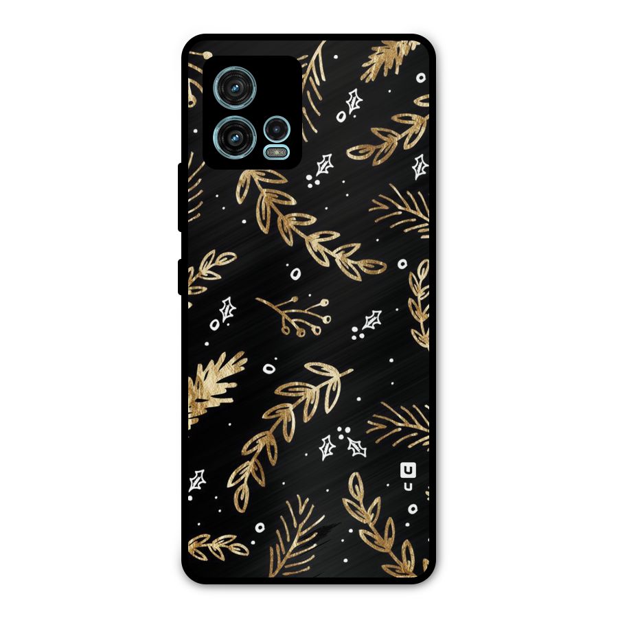 Gold Palm Leaves Metal Back Case for Moto G72