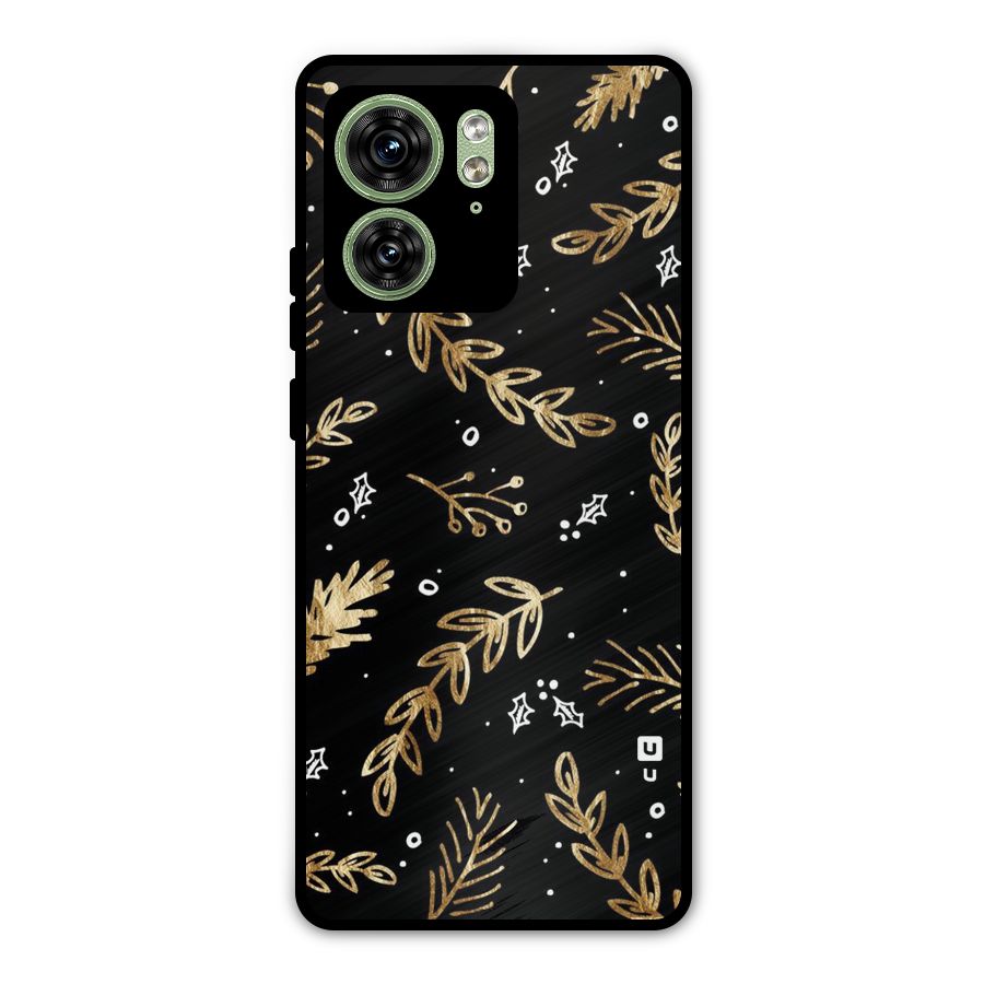 Gold Palm Leaves Metal Back Case for Motorola Edge 40 5G