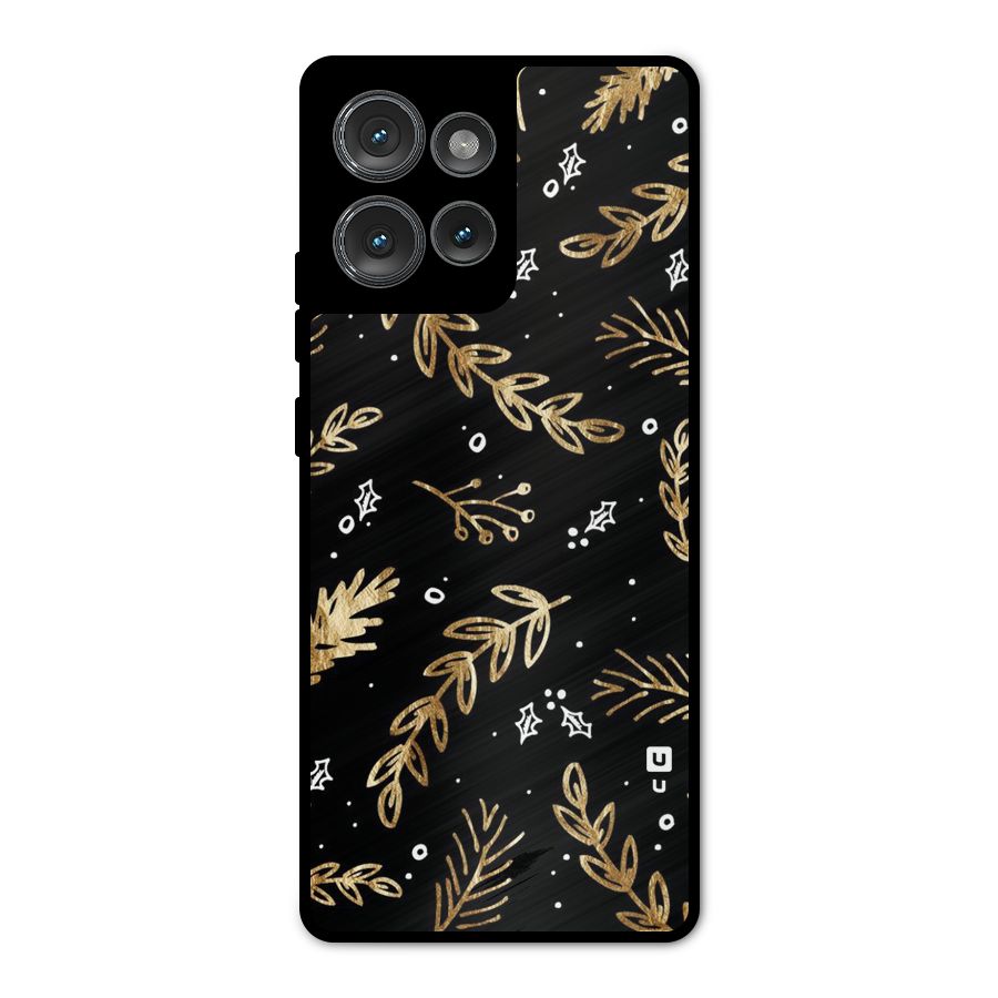 Gold Palm Leaves Metal Back Case for Motorola Edge 50