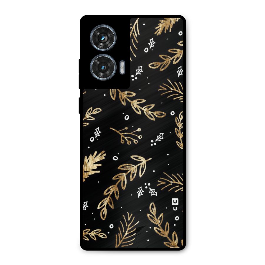 Gold Palm Leaves Metal Back Case for Motorola Edge 50 Fusion