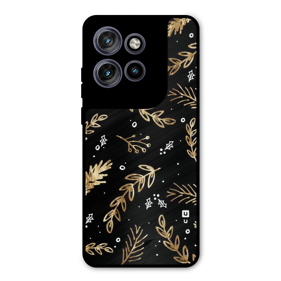 Gold Palm Leaves Metal Back Case for Motorola Edge 50 Neo