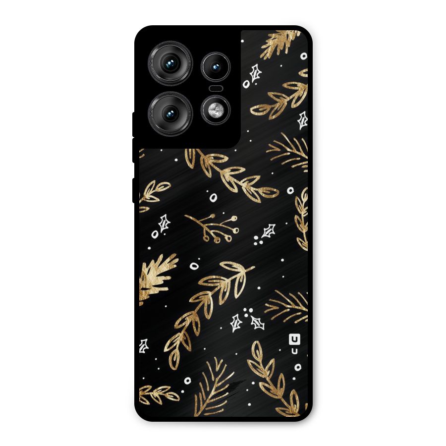 Gold Palm Leaves Metal Back Case for Motorola Edge 50 Pro