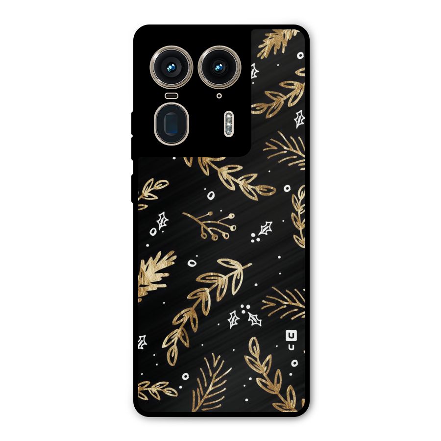 Gold Palm Leaves Metal Back Case for Motorola Edge 50 Ultra