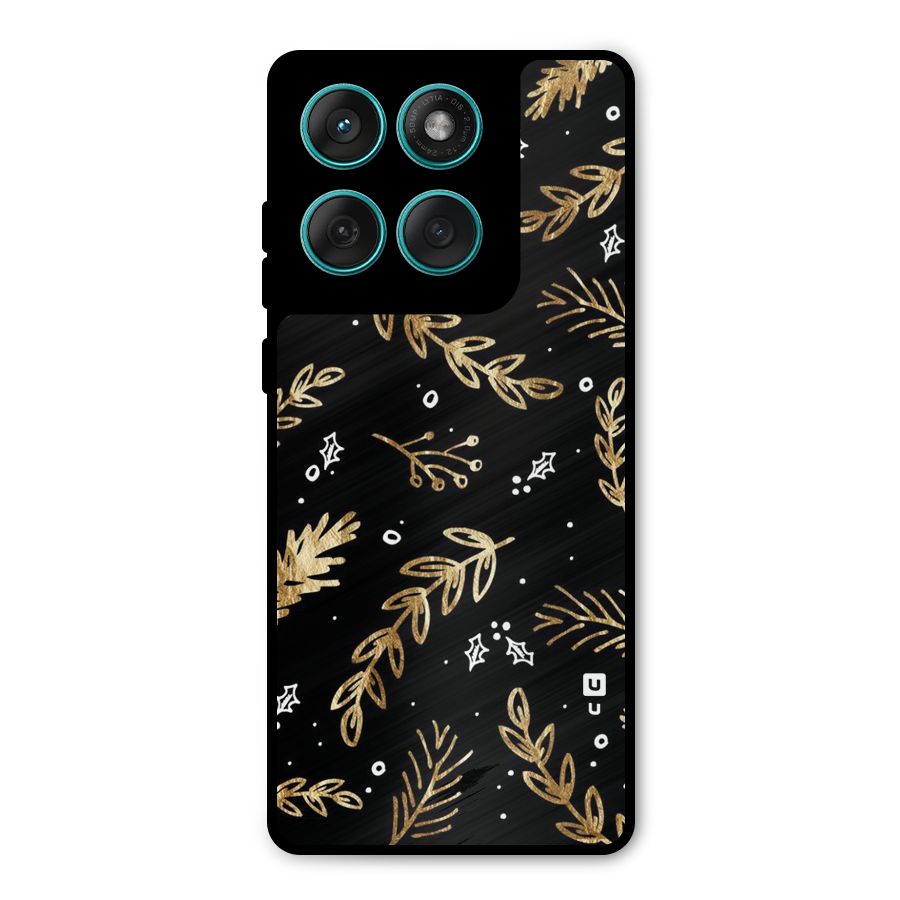 Gold Palm Leaves Metal Back Case for Motorola Edge 60 Fusion