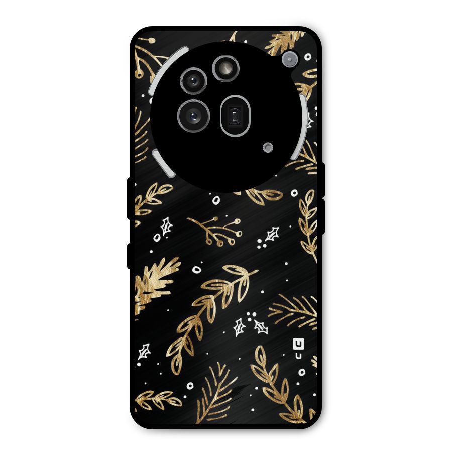 Gold Palm Leaves Metal Back Case for Nothing Phone 3a Pro