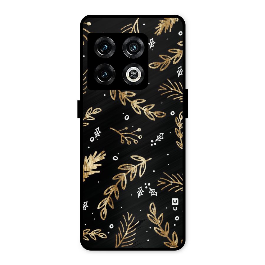 Gold Palm Leaves Metal Back Case for OnePlus 10 Pro 5G