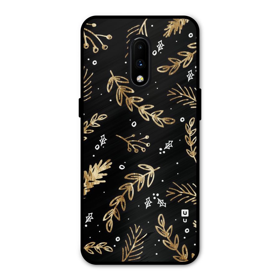 Gold Palm Leaves Metal Back Case for OnePlus 7