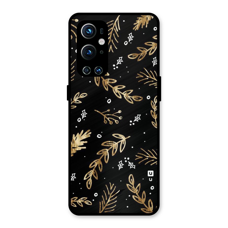 Gold Palm Leaves Metal Back Case for OnePlus 9 Pro