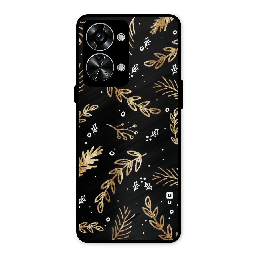 Gold Palm Leaves Metal Back Case for OnePlus Nord 2T