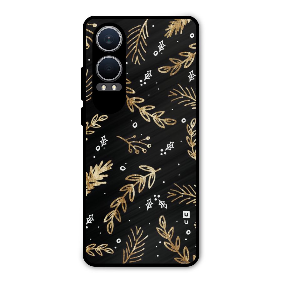 Gold Palm Leaves Metal Back Case for OnePlus Nord CE4 Lite