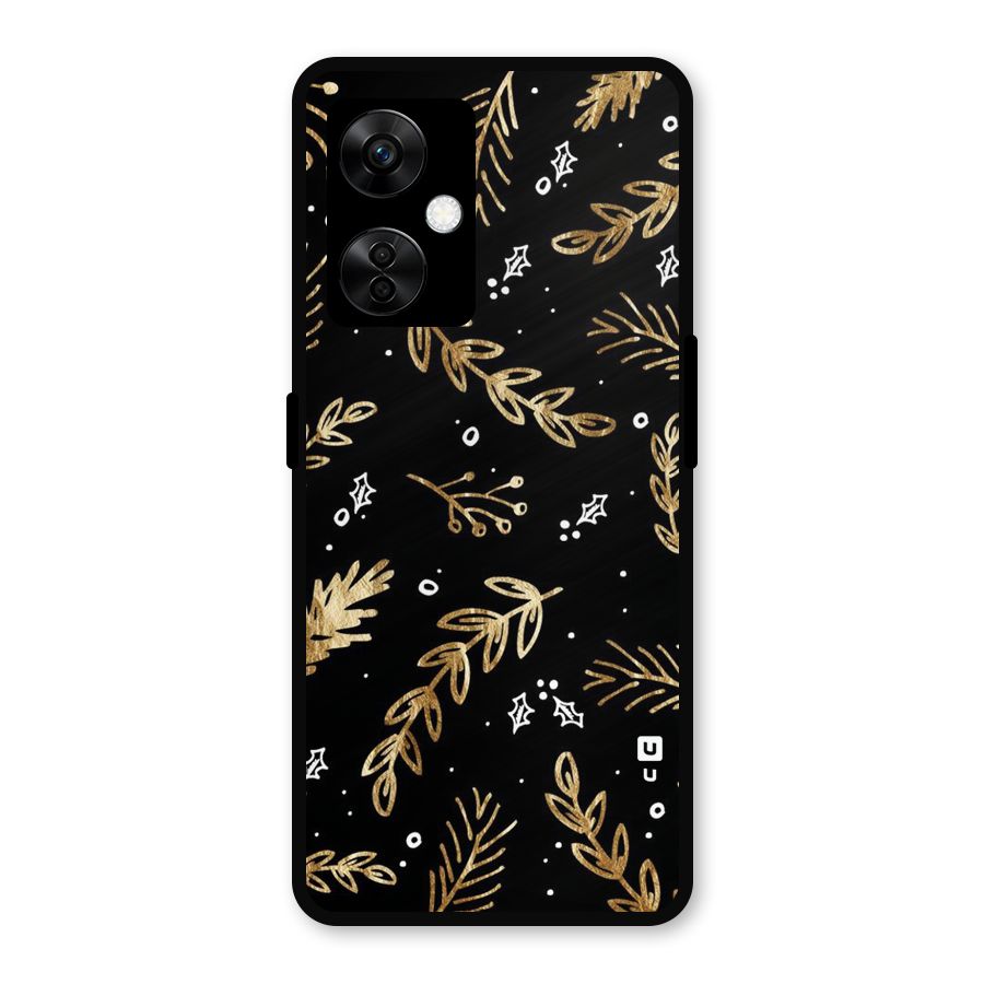 Gold Palm Leaves Metal Back Case for OnePlus Nord CE 3 Lite
