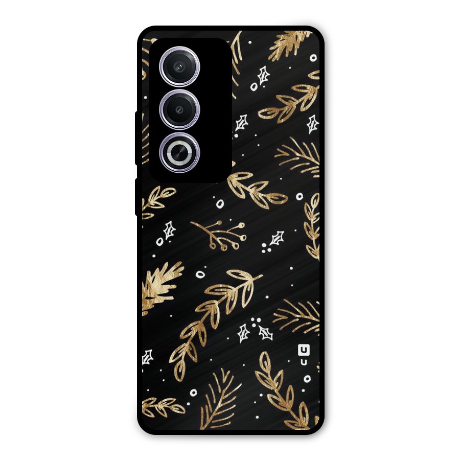 Gold Palm Leaves Metal Back Case for Oppo A3 Pro