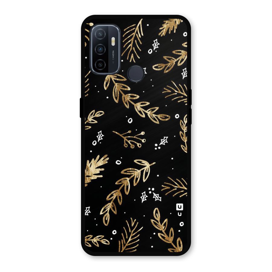 Gold Palm Leaves Metal Back Case for Oppo A53