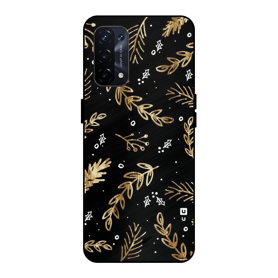 Gold Palm Leaves Metal Back Case for Oppo A74 5G