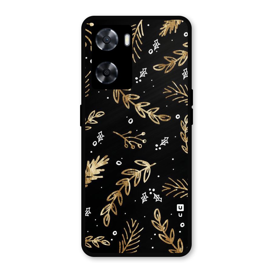 Gold Palm Leaves Metal Back Case for Oppo A77
