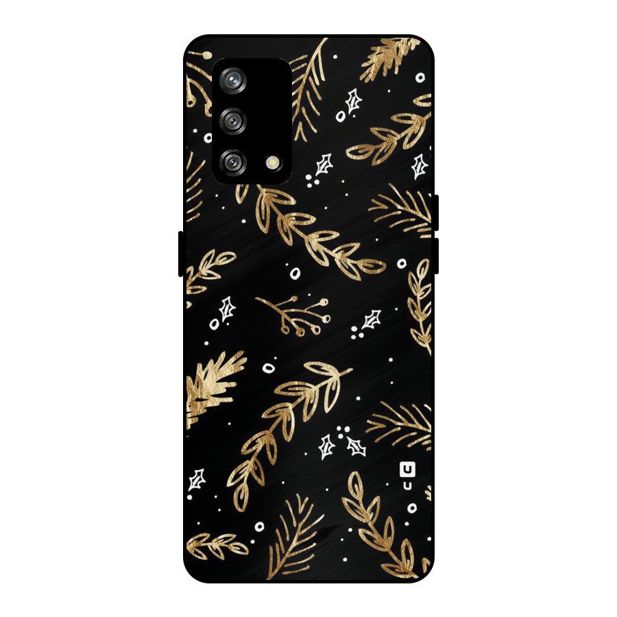 Gold Palm Leaves Metal Back Case for Oppo F19