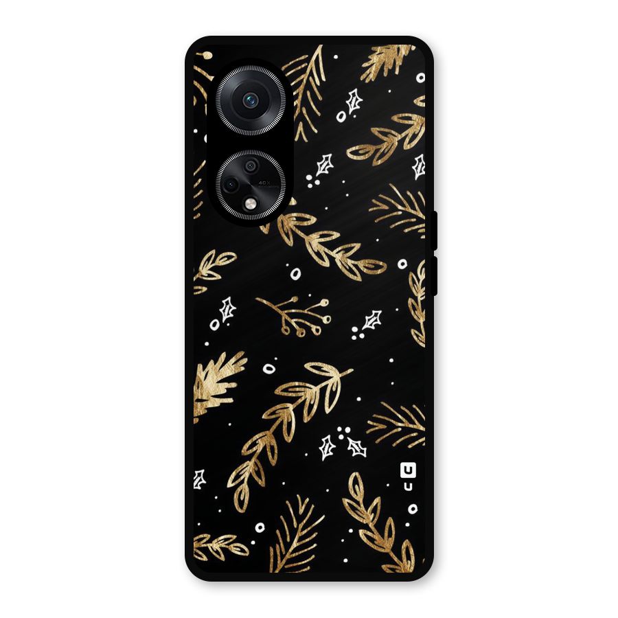 Gold Palm Leaves Metal Back Case for Oppo F23