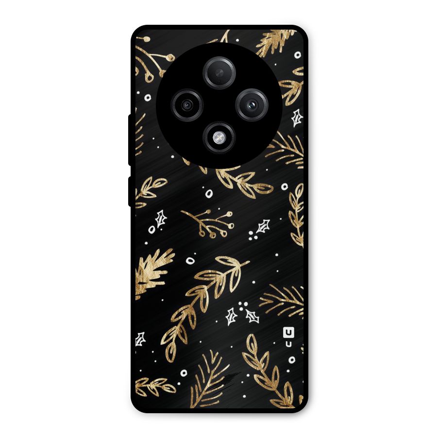 Gold Palm Leaves Metal Back Case for Oppo F27 Pro Plus