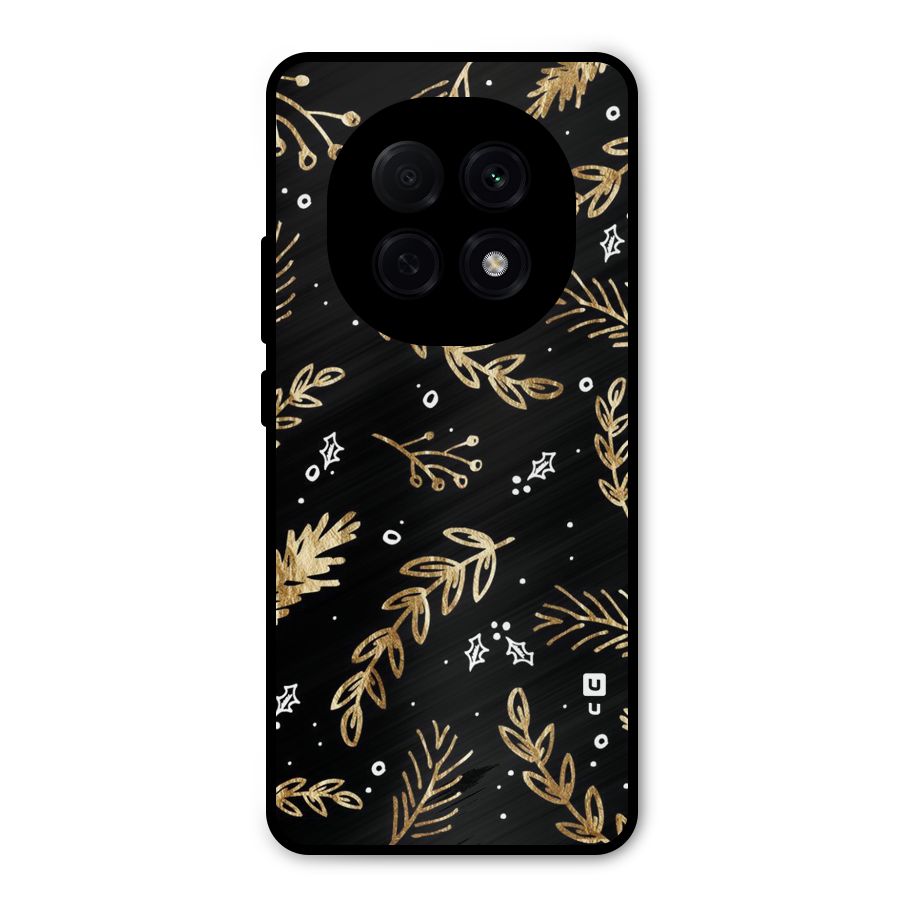 Gold Palm Leaves Metal Back Case for Oppo F29 Pro
