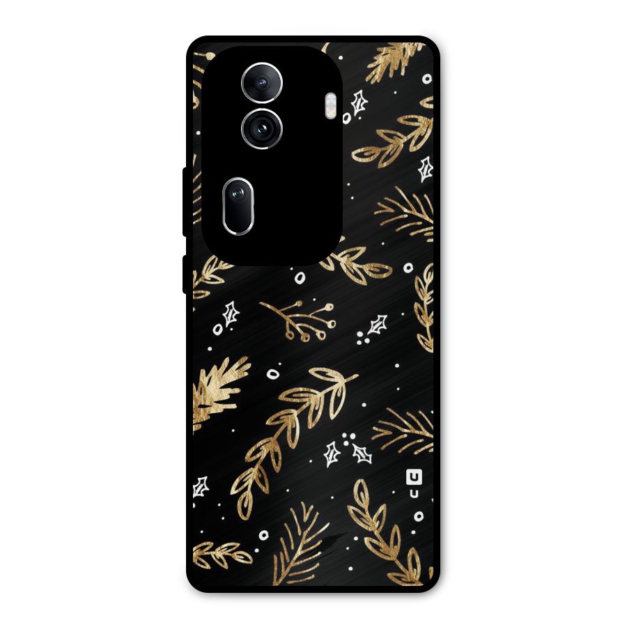 Gold Palm Leaves Metal Back Case for Oppo Reno11 Pro 5G