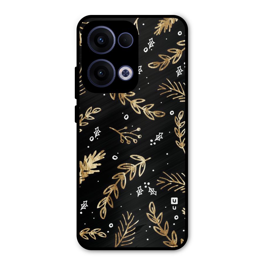 Gold Palm Leaves Metal Back Case for Oppo Reno13